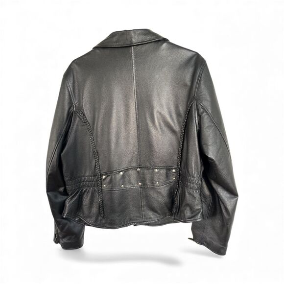 Vintage BikeStar Leather Co. Women’s Black Genuine Leather Motorcycle Jacket 3XL - Picture 2 of 3